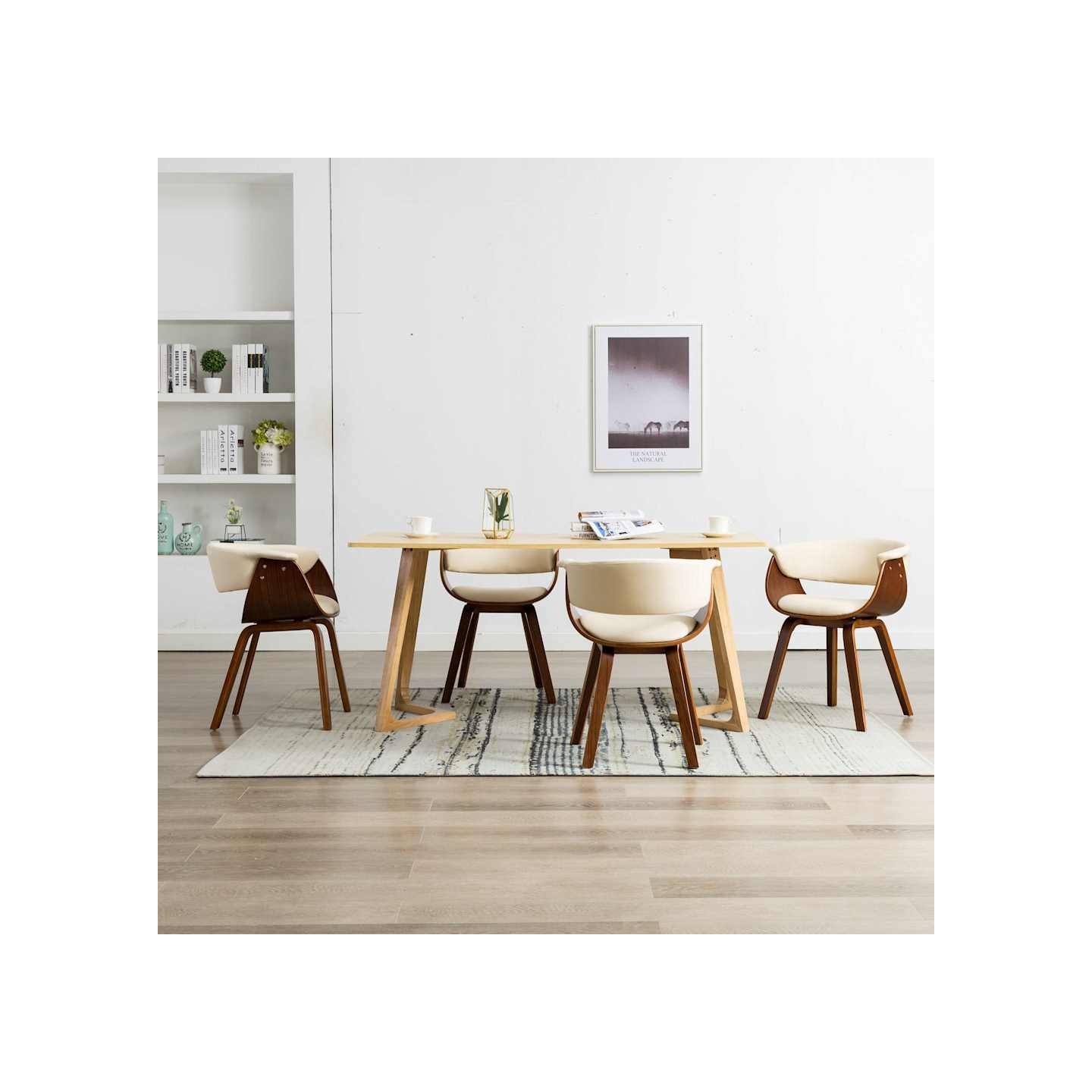Chaises à manger lot de 4 crème bois courbé et similicuir
