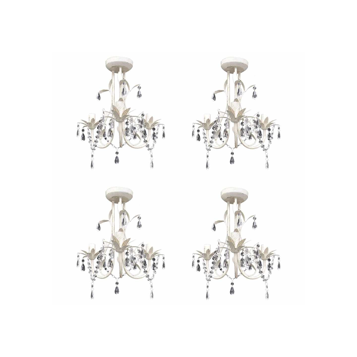 Lustres suspendus à cristaux 4 pcs Blanc élégant