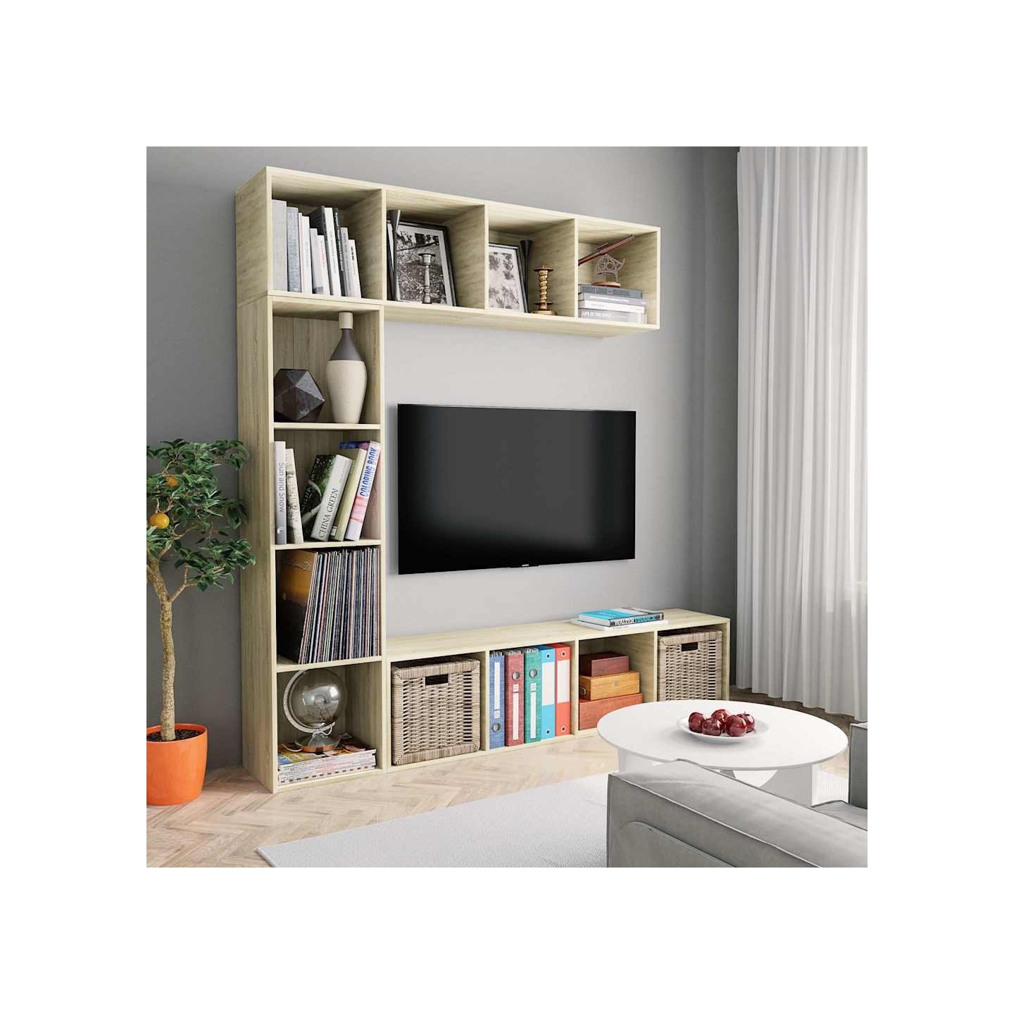 Jeu de bibliothèque/meuble TV 3 pcs Chêne sonoma 180x30x180 cm