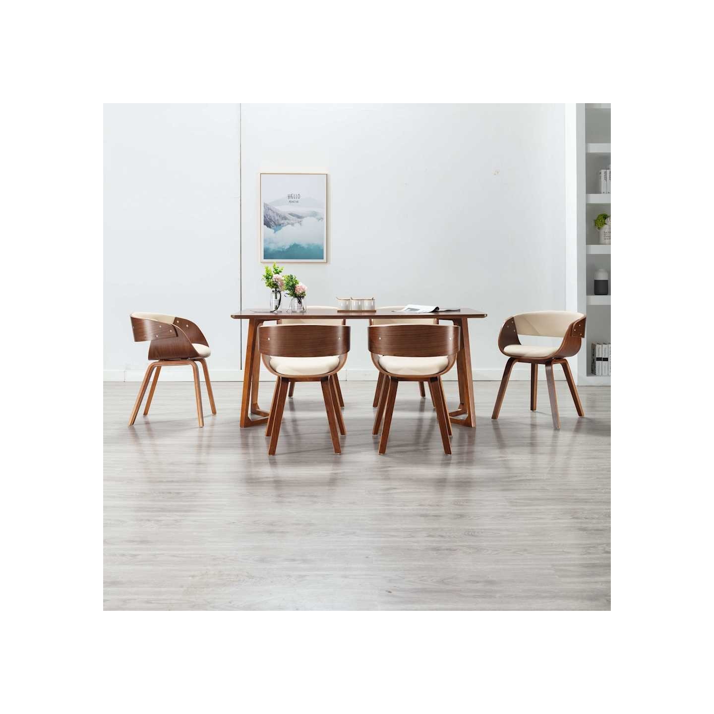 Chaises à manger lot de 6 crème bois courbé et similicuir