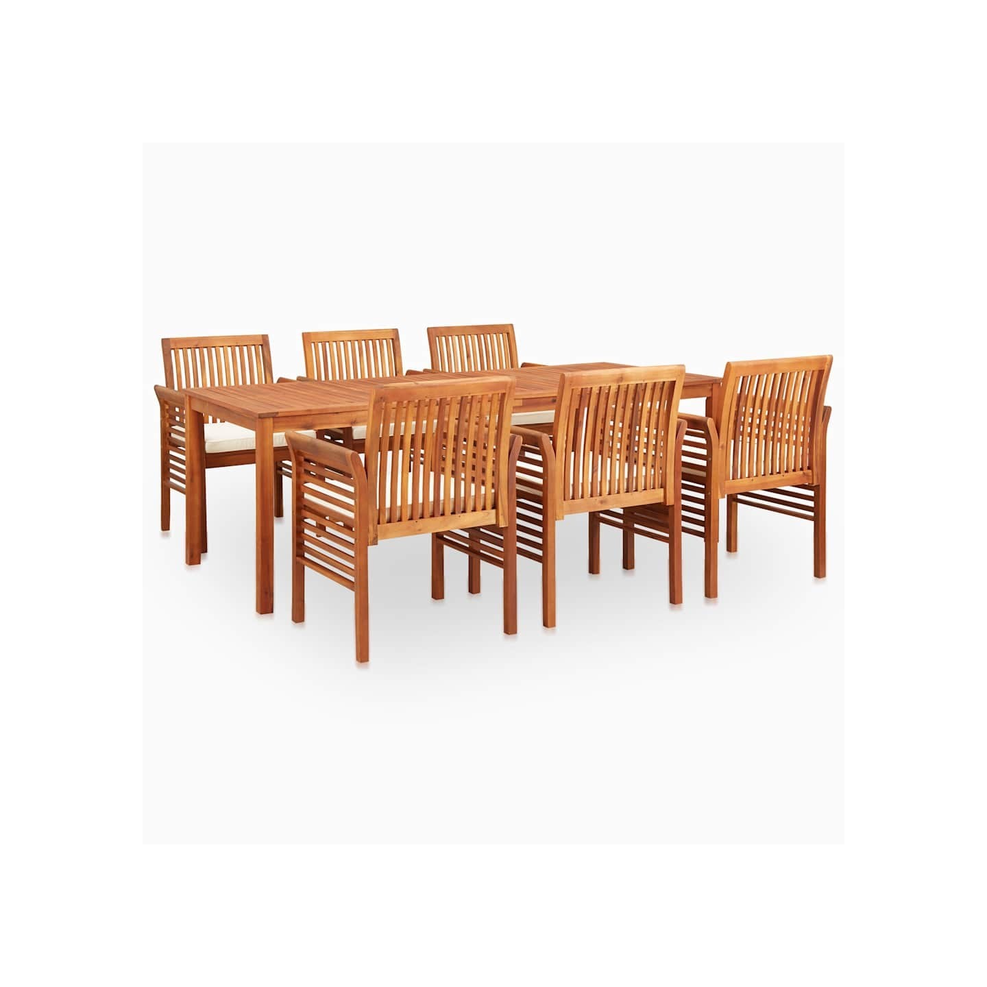 Ensemble à manger d'extérieur 7 pcs et coussins Acacia solide