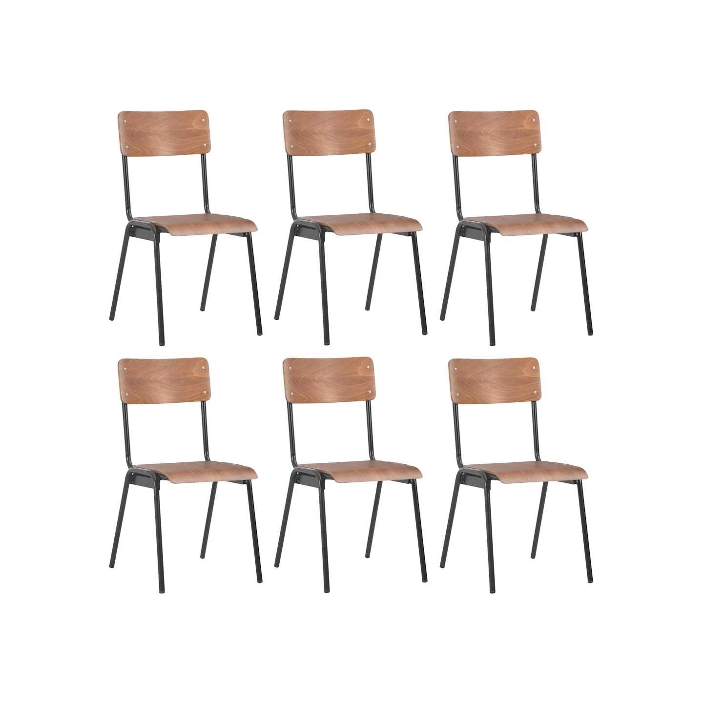Chaises à manger lot de 6 marron Contreplaqué