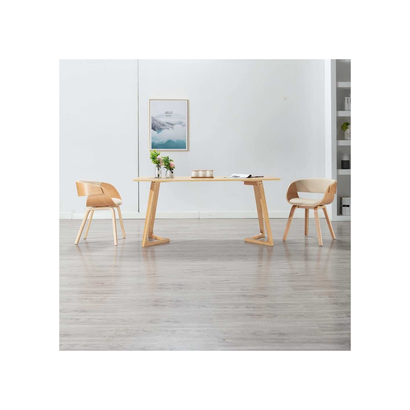 Chaises à manger lot de 2 crème bois courbé et similicuir
