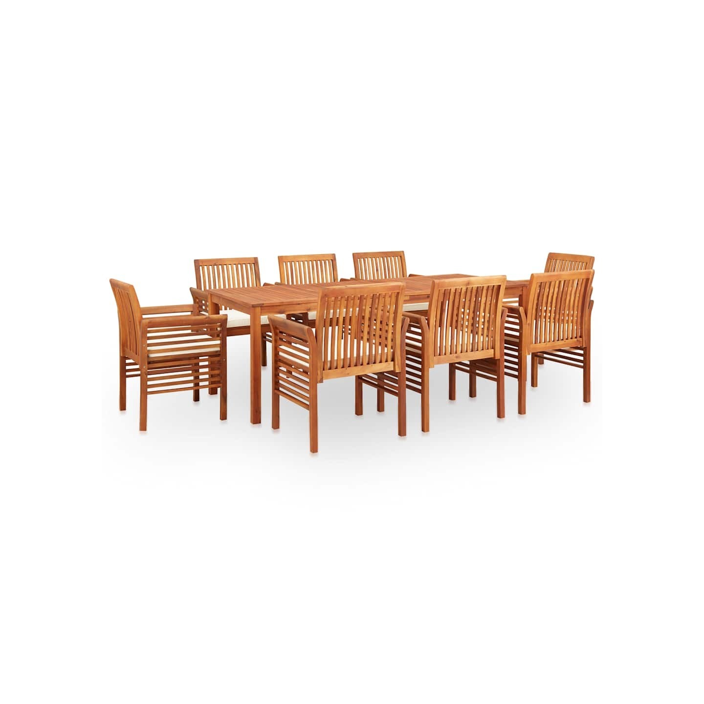 Ensemble à manger d'extérieur 9 pcs et coussins Acacia solide