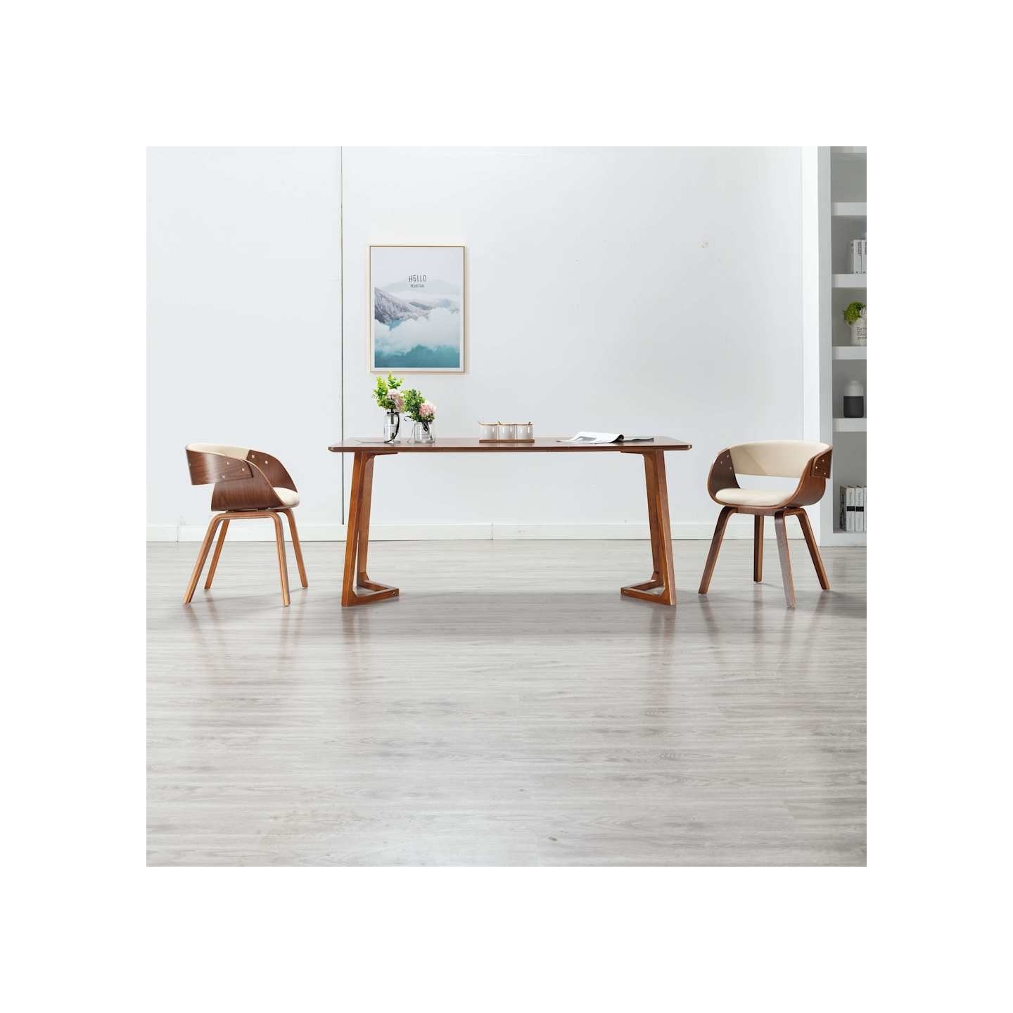 Chaises à manger lot de 2 crème bois courbé et similicuir