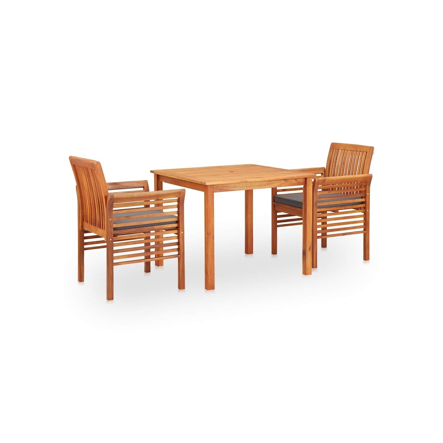 Ensemble à manger d'extérieur 3 pcs et coussins Acacia solide