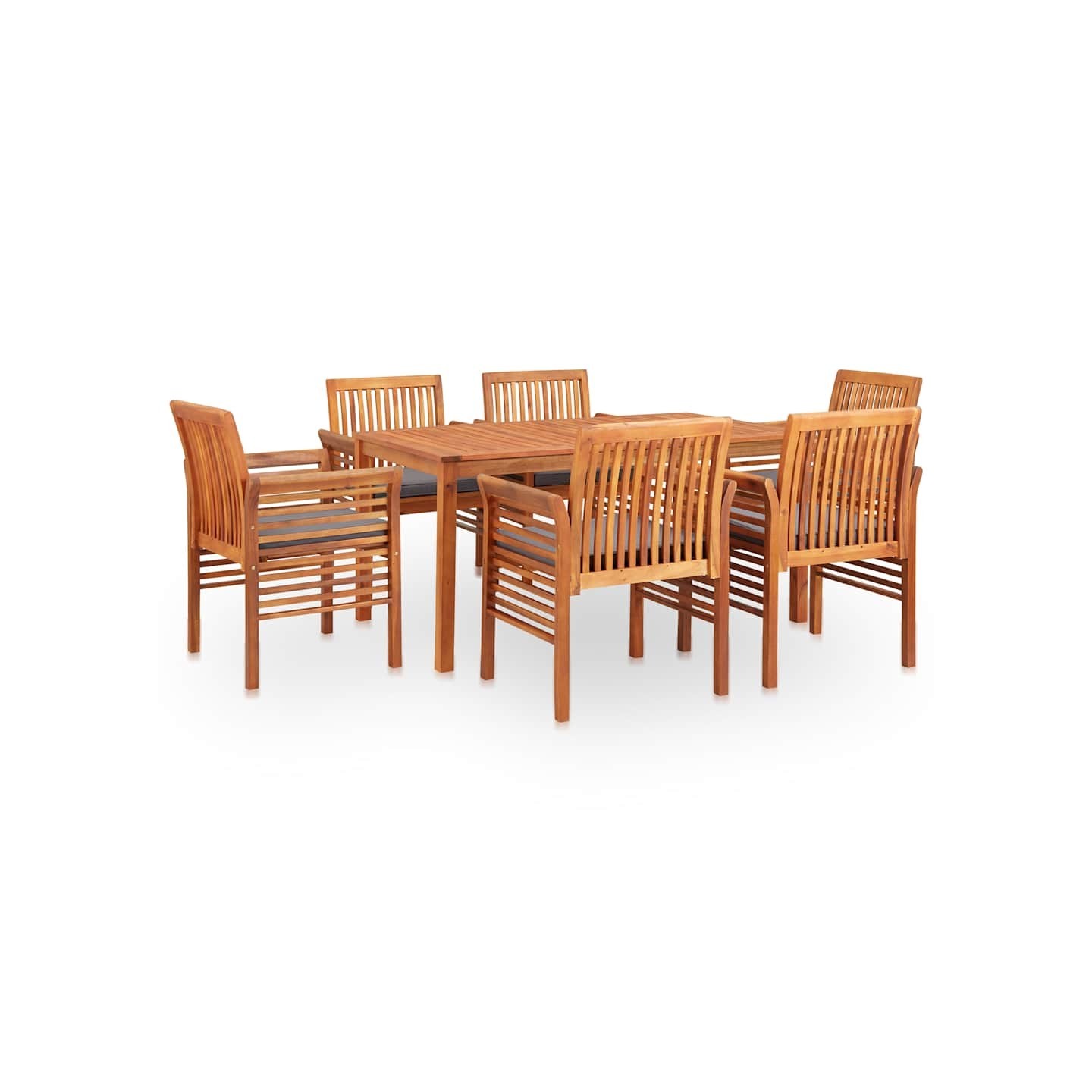 Ensemble à manger d'extérieur 7 pcs et coussins Acacia solide