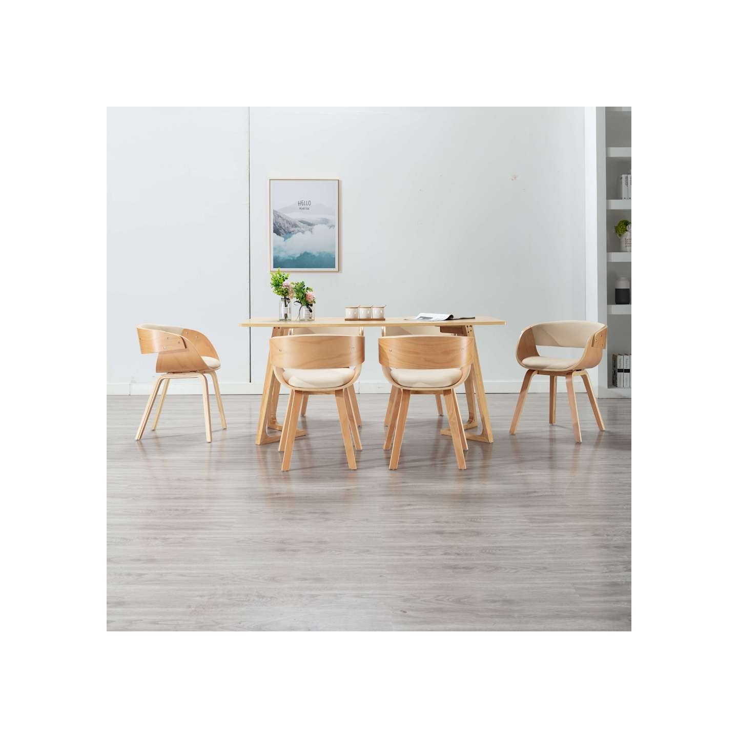 Chaises à manger lot de 6 crème bois courbé et similicuir