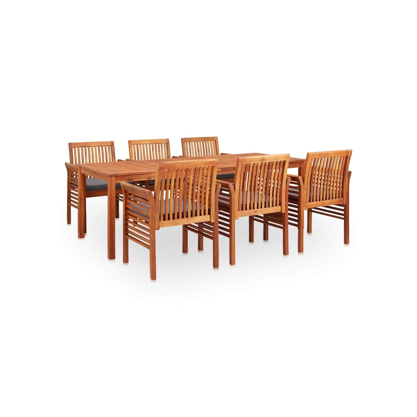 Ensemble à manger d'extérieur 7 pcs et coussins Acacia solide