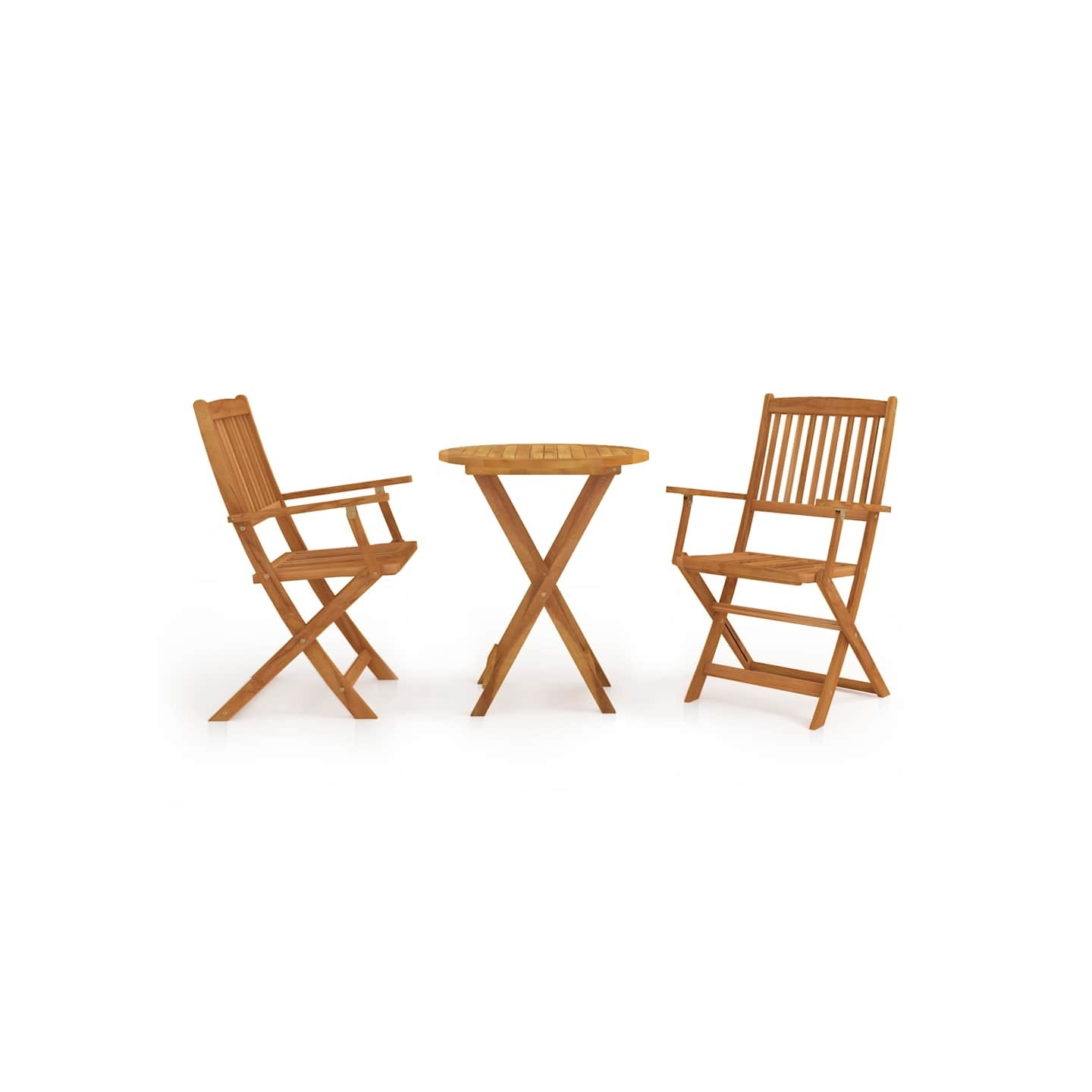 Mobilier de bistro pliable 3 pcs Bois d'acacia solide