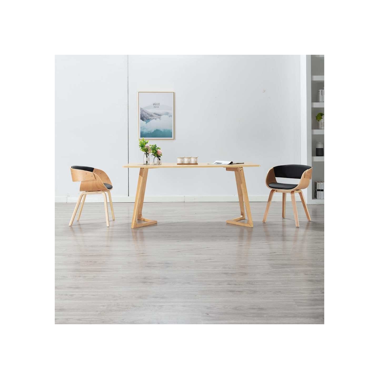 Chaises à manger lot de 2 noir bois courbé et similicuir