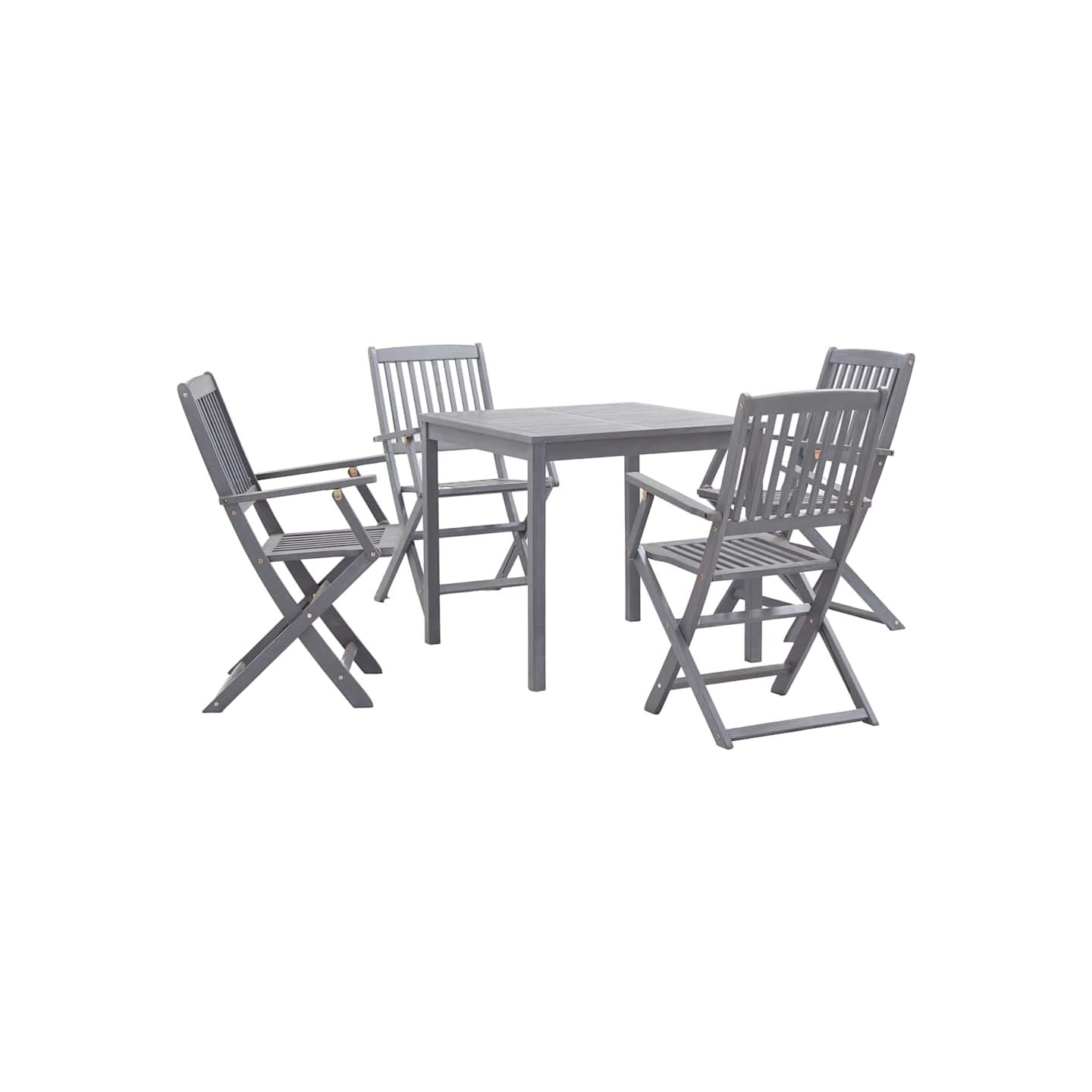 Ensemble à manger de jardin 5 pcs Bois d'acacia massif Gris