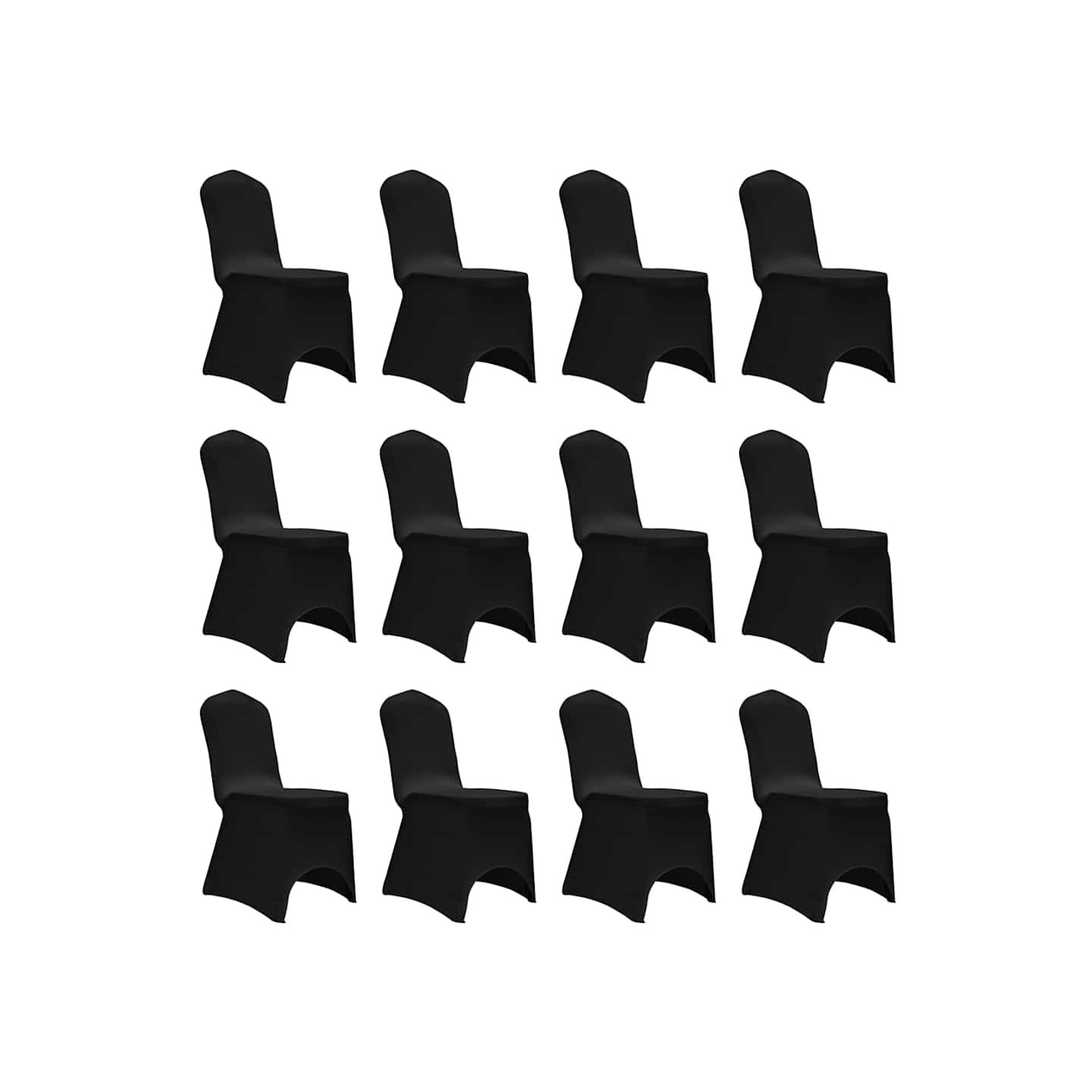 Housses élastiques de chaise Noir 12 pcs