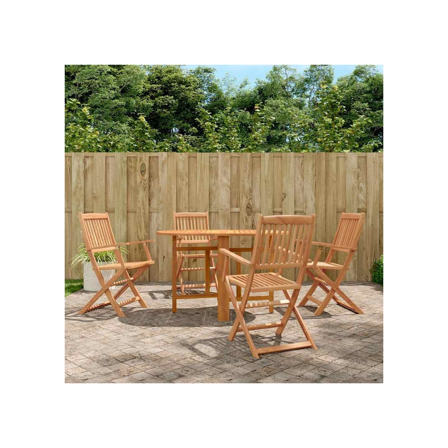 Ensemble à manger d'extérieur pliable 5pcs Bois d'acacia solide