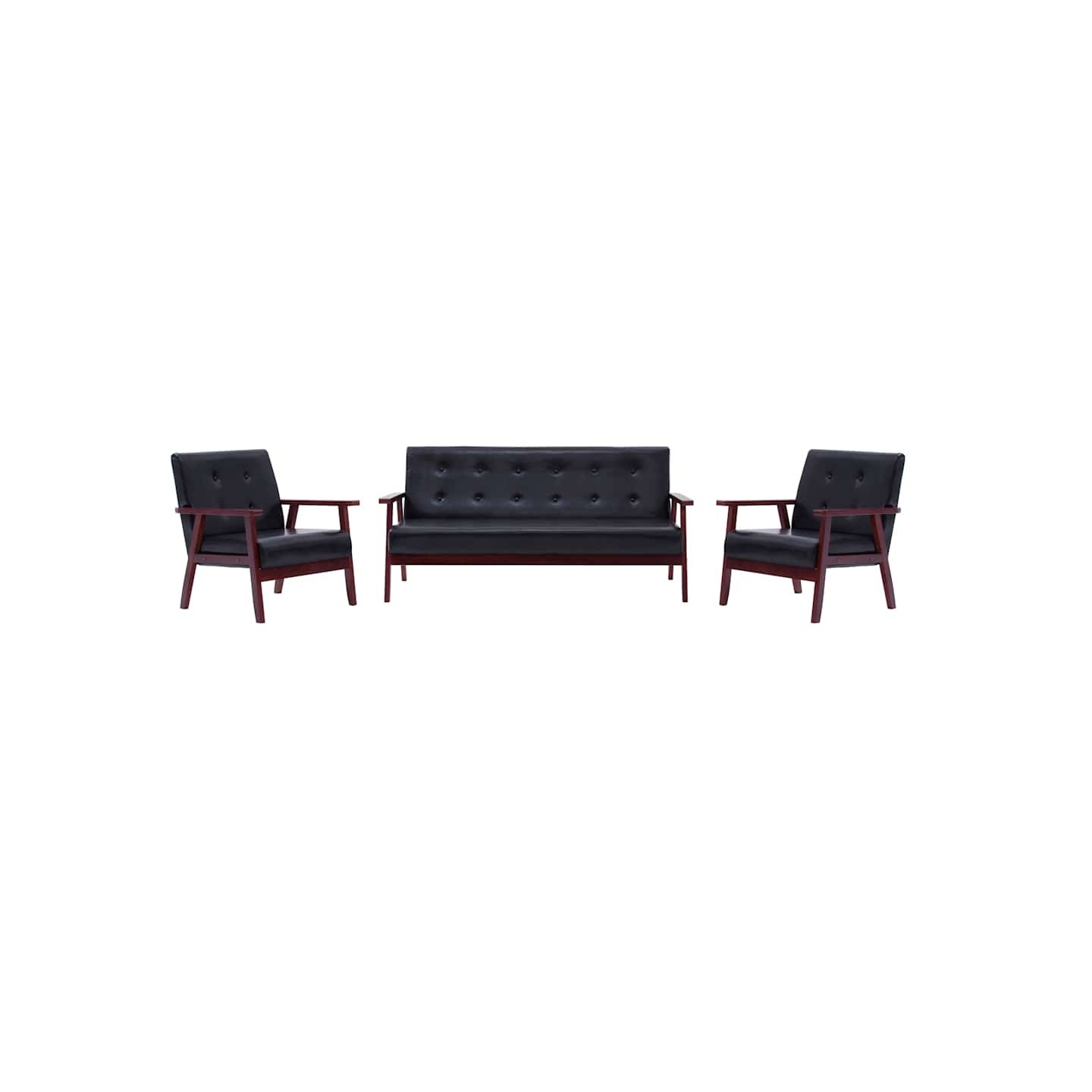 Ensemble de canapés 3 pcs Noir Similicuir