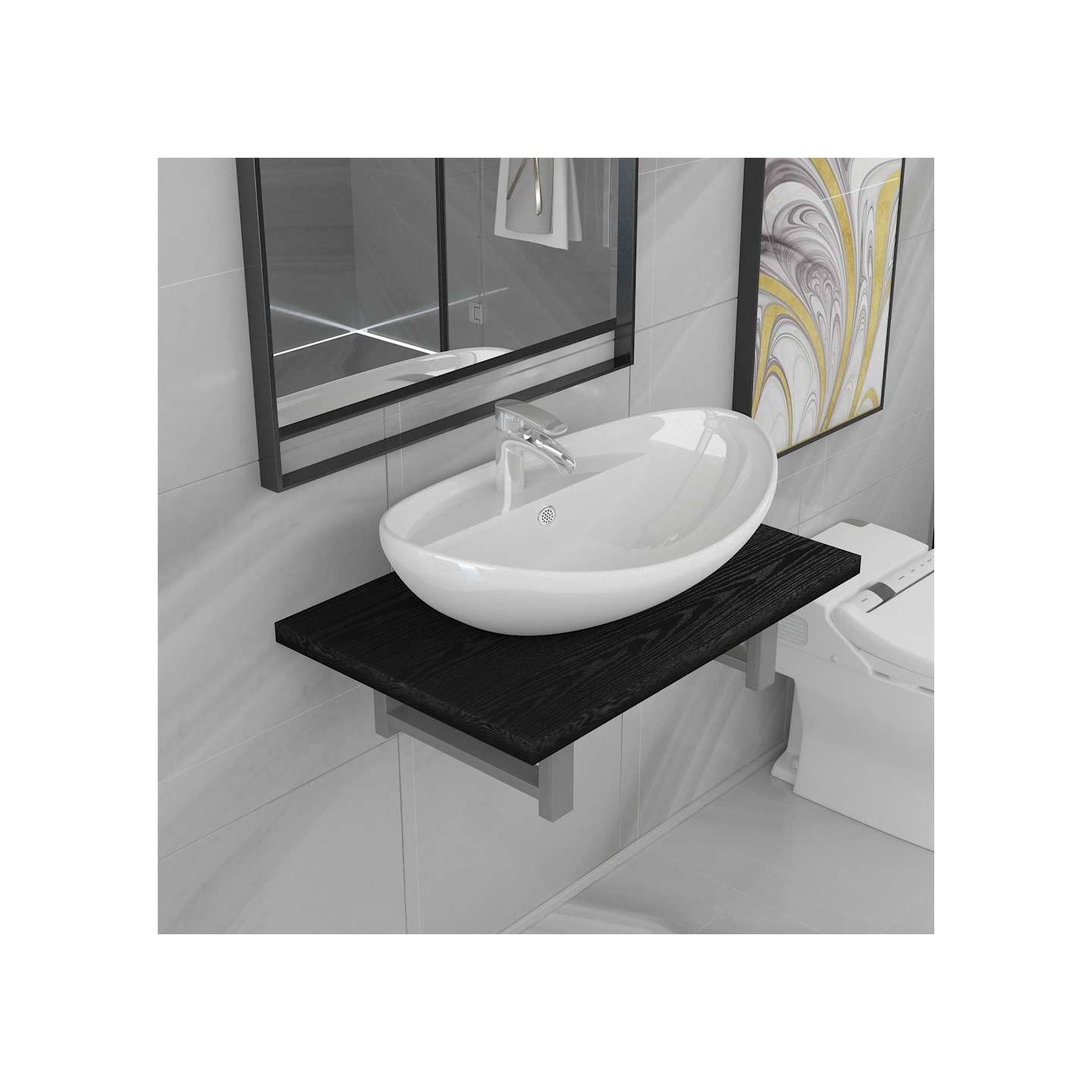 Meuble de salle de bain en deux pièces Céramique Noir