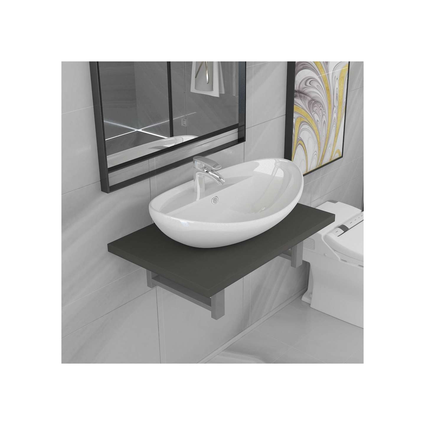 Meuble de salle de bain en deux pièces Céramique Gris