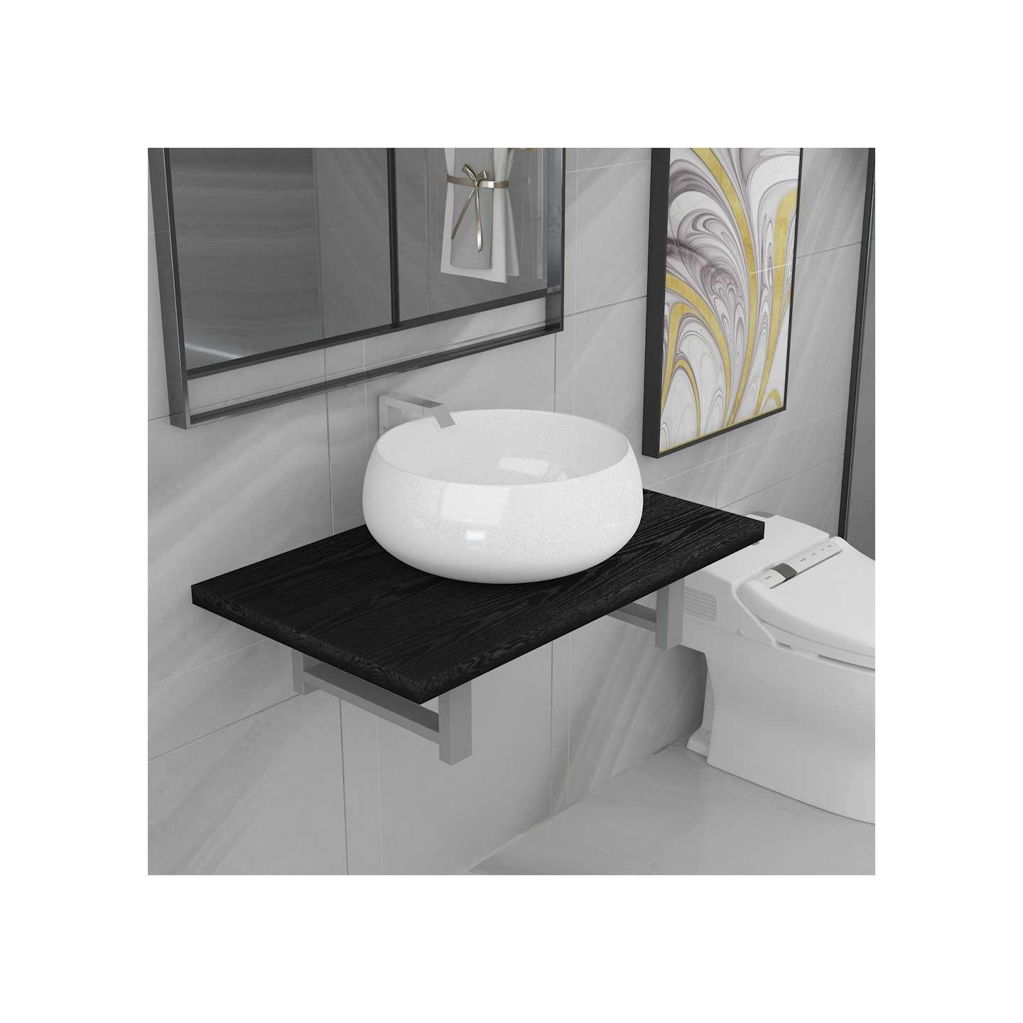 Meuble de salle de bain en deux pièces Céramique Noir