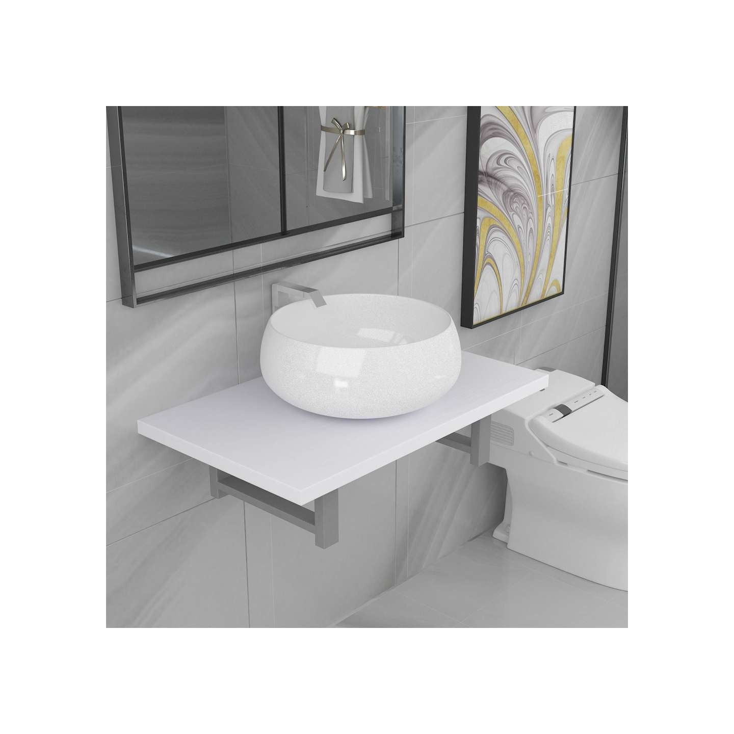 Meuble de salle de bain en deux pièces Céramique Blanc