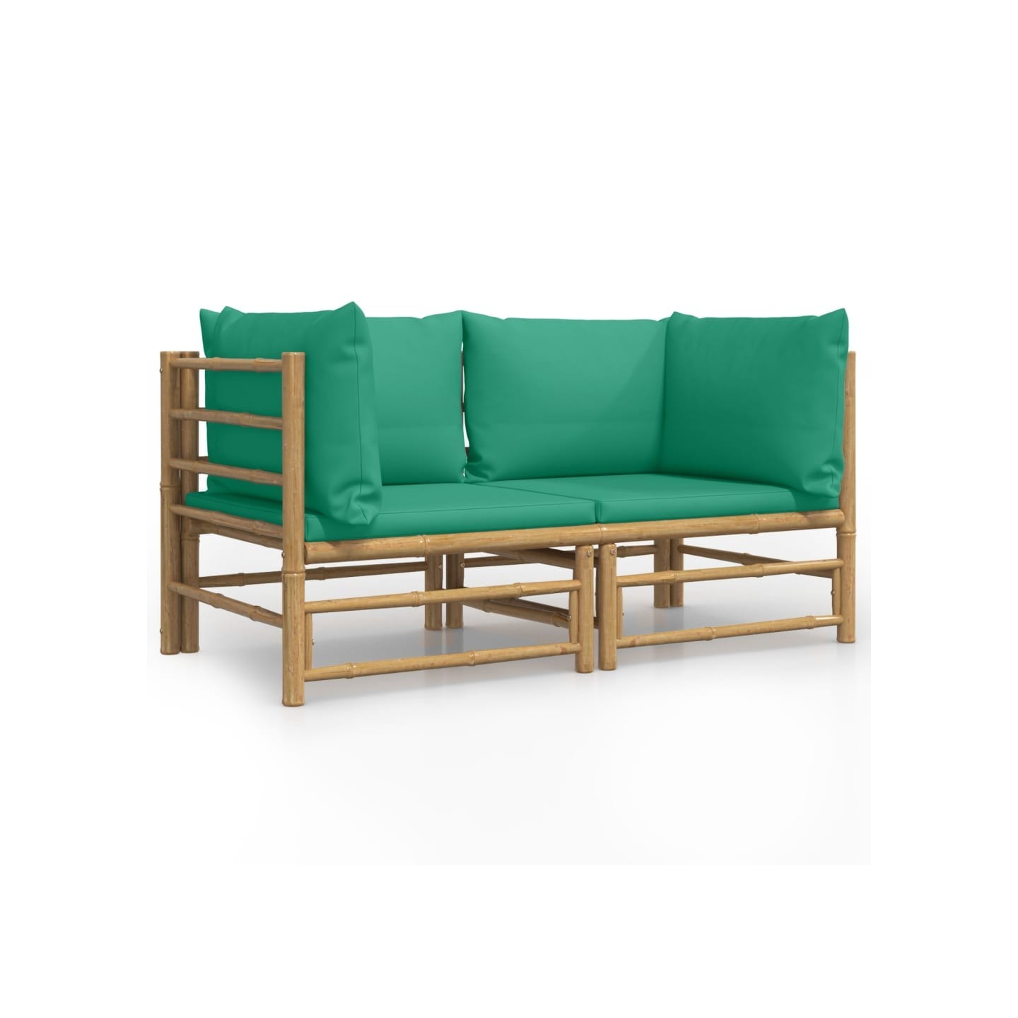 Canapés d'angle de jardin avec coussins vert 2 pcs bambou