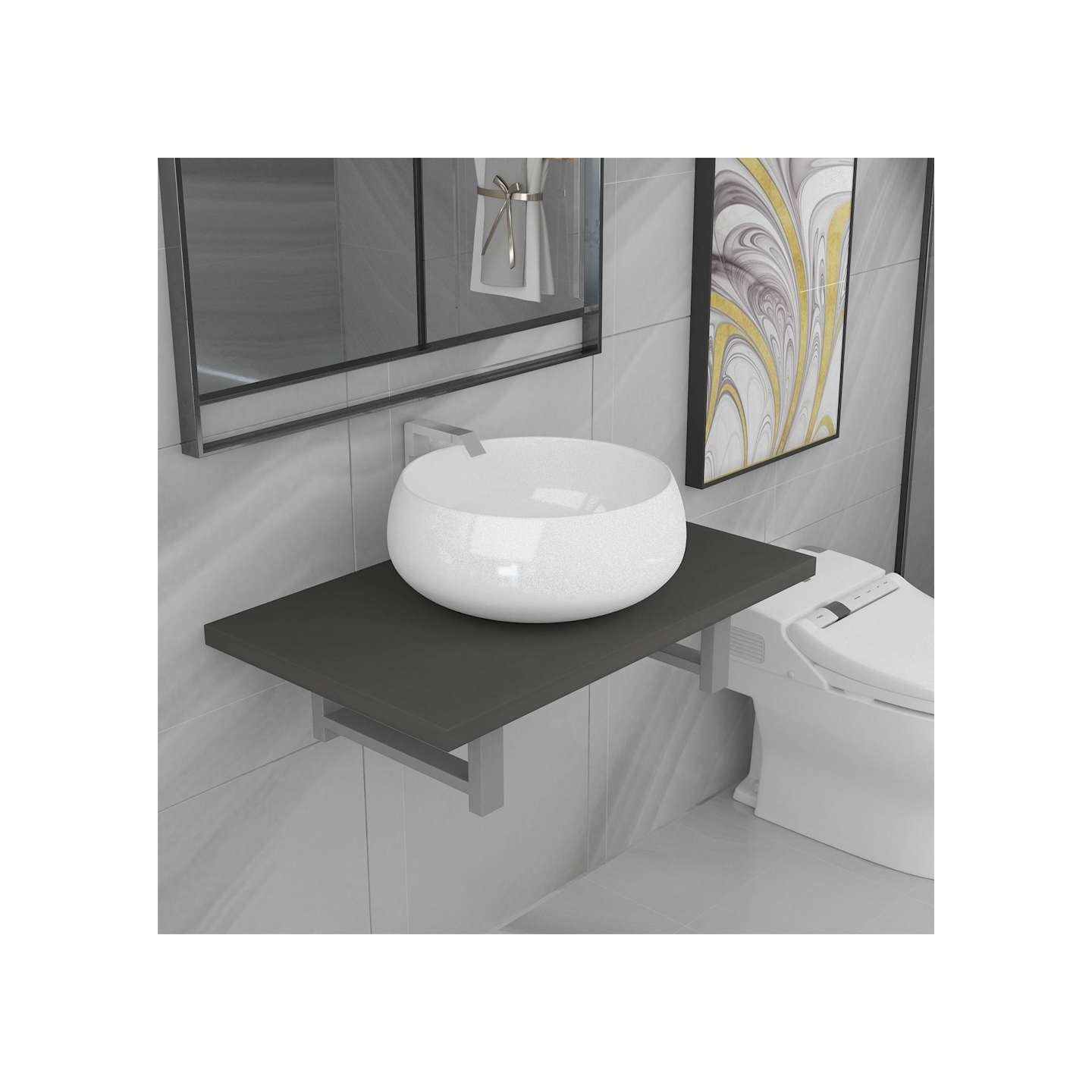 Meuble de salle de bain en deux pièces Céramique Gris