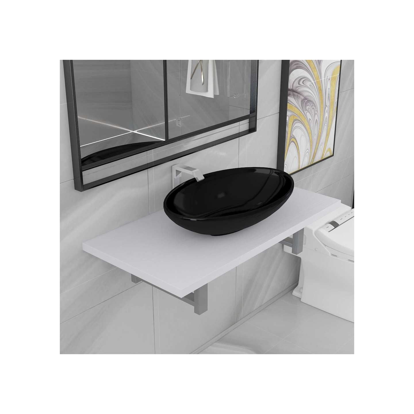 Meuble de salle de bain en deux pièces Céramique Blanc