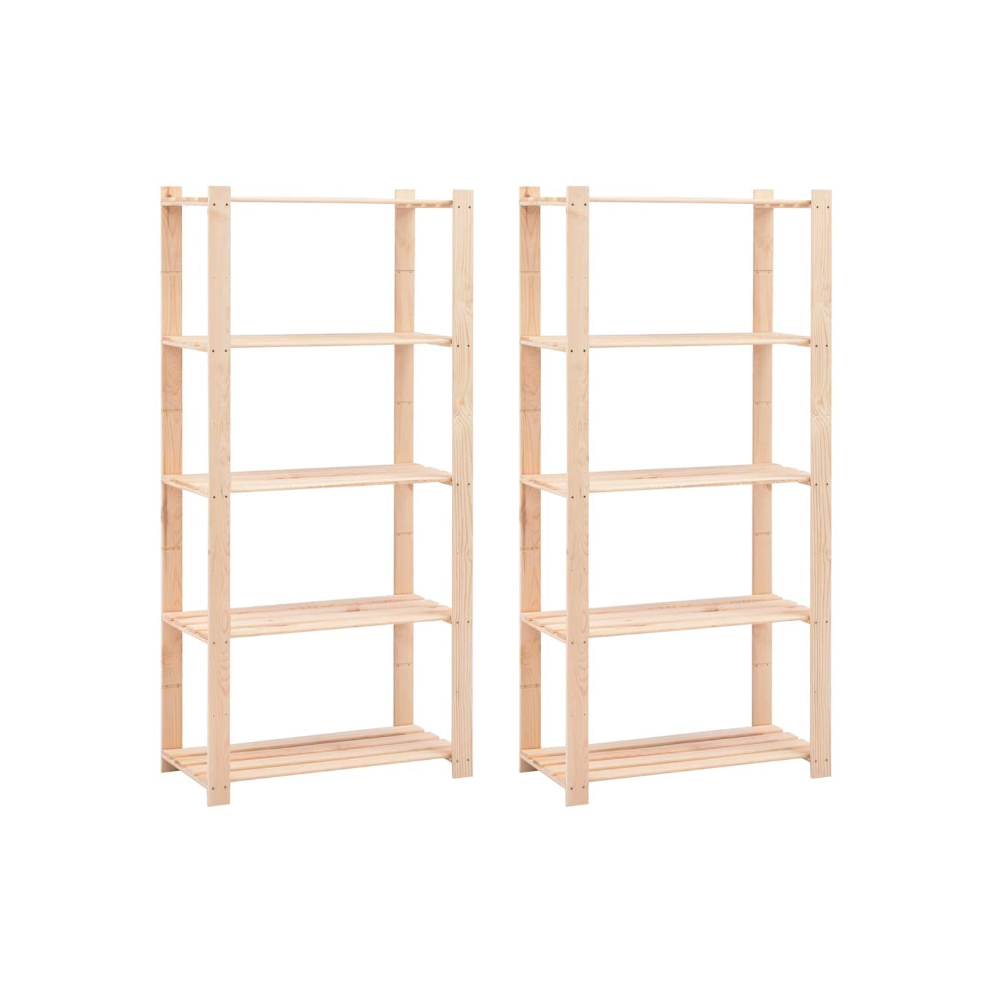Étagères de stockage 5 niveaux 2 pcs 80x38x170 cm Pin 250 kg