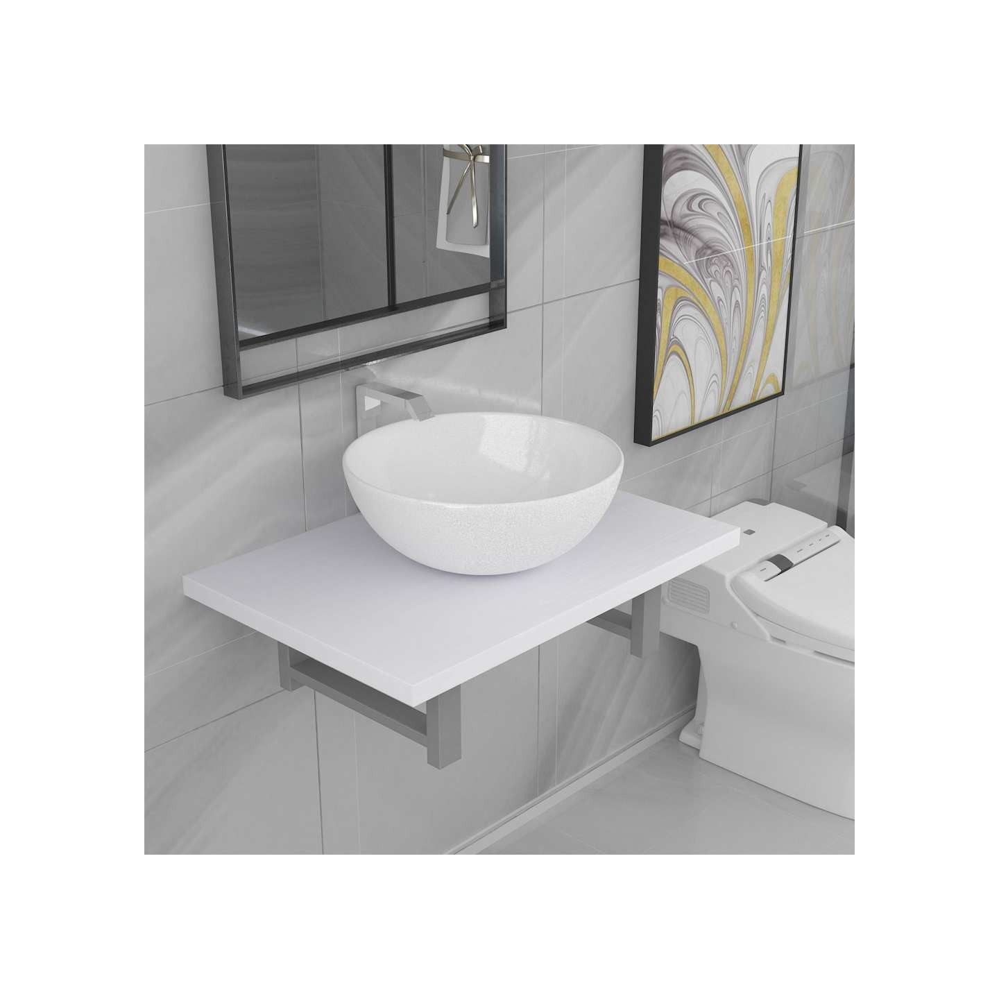 Meuble de salle de bain en deux pièces Céramique Blanc