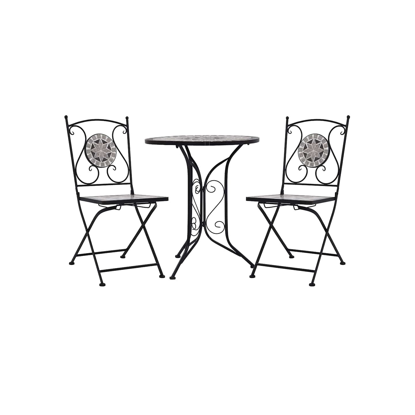 Mobilier de bistro 3 pcs mosaïque Carreaux céramiques Gris