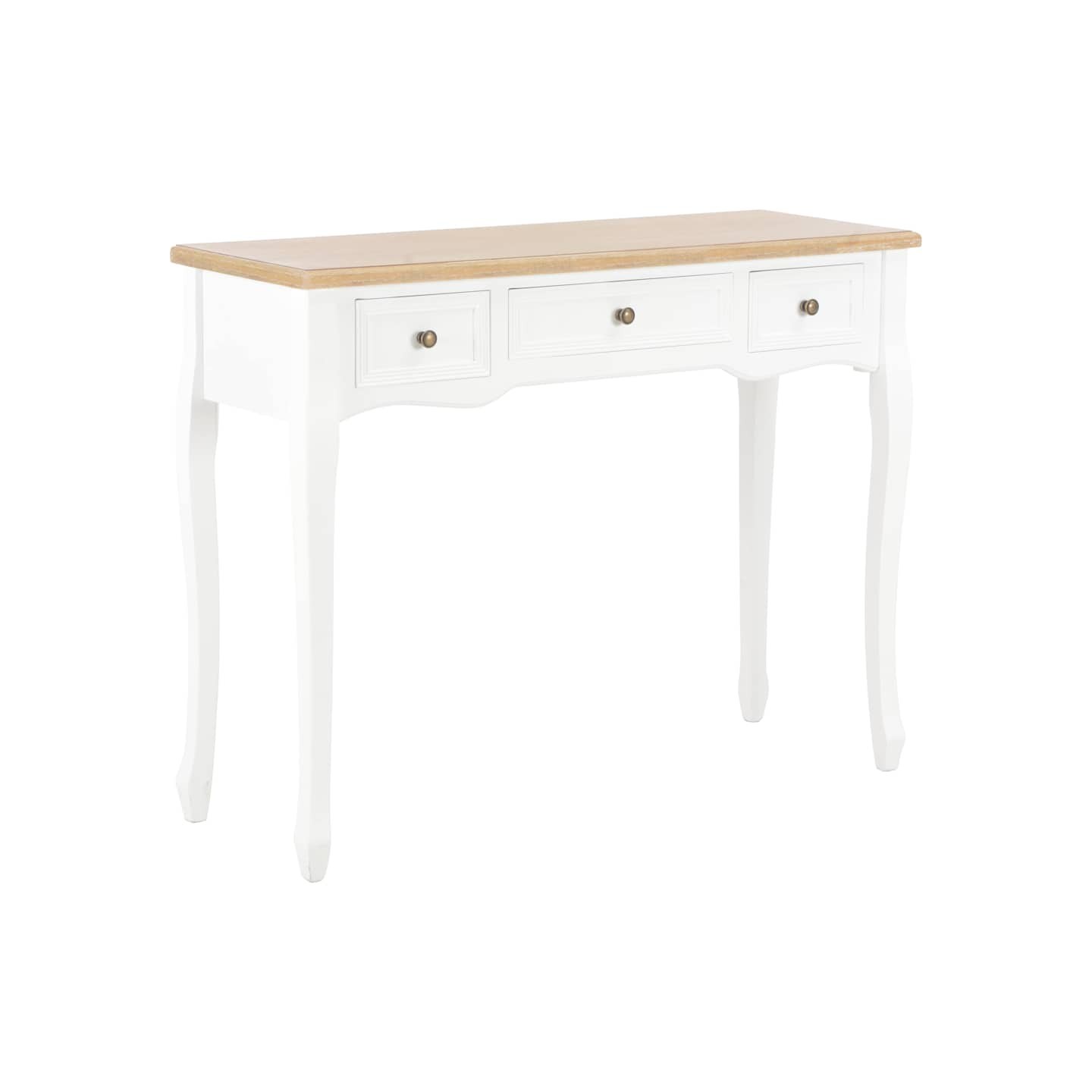 Table de console et coiffeuse avec 3 tiroirs Blanc