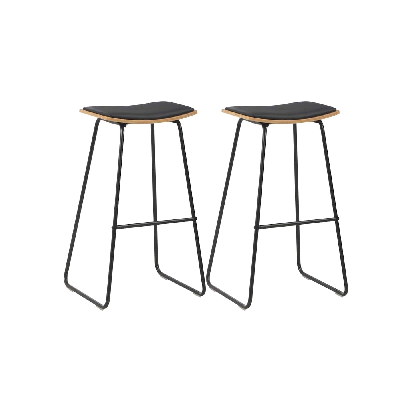 Tabourets de bar lot de 2 noir similicuir