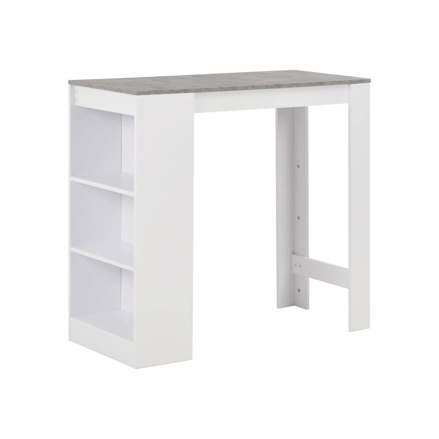 Table de bar avec étagère Blanc 110x50x103 cm