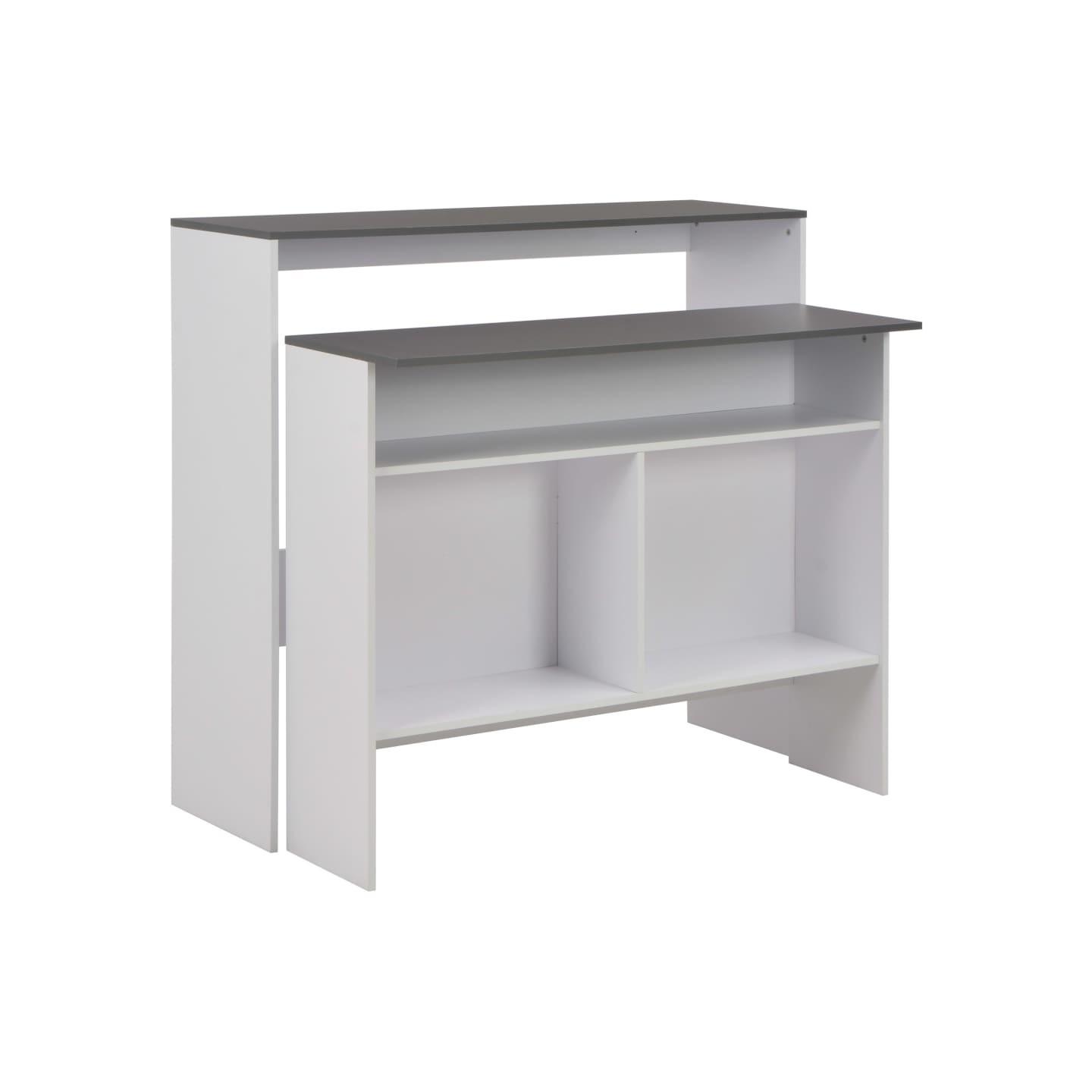 Table de bar avec 2 dessus de table Blanc et gris 130x40x120 cm