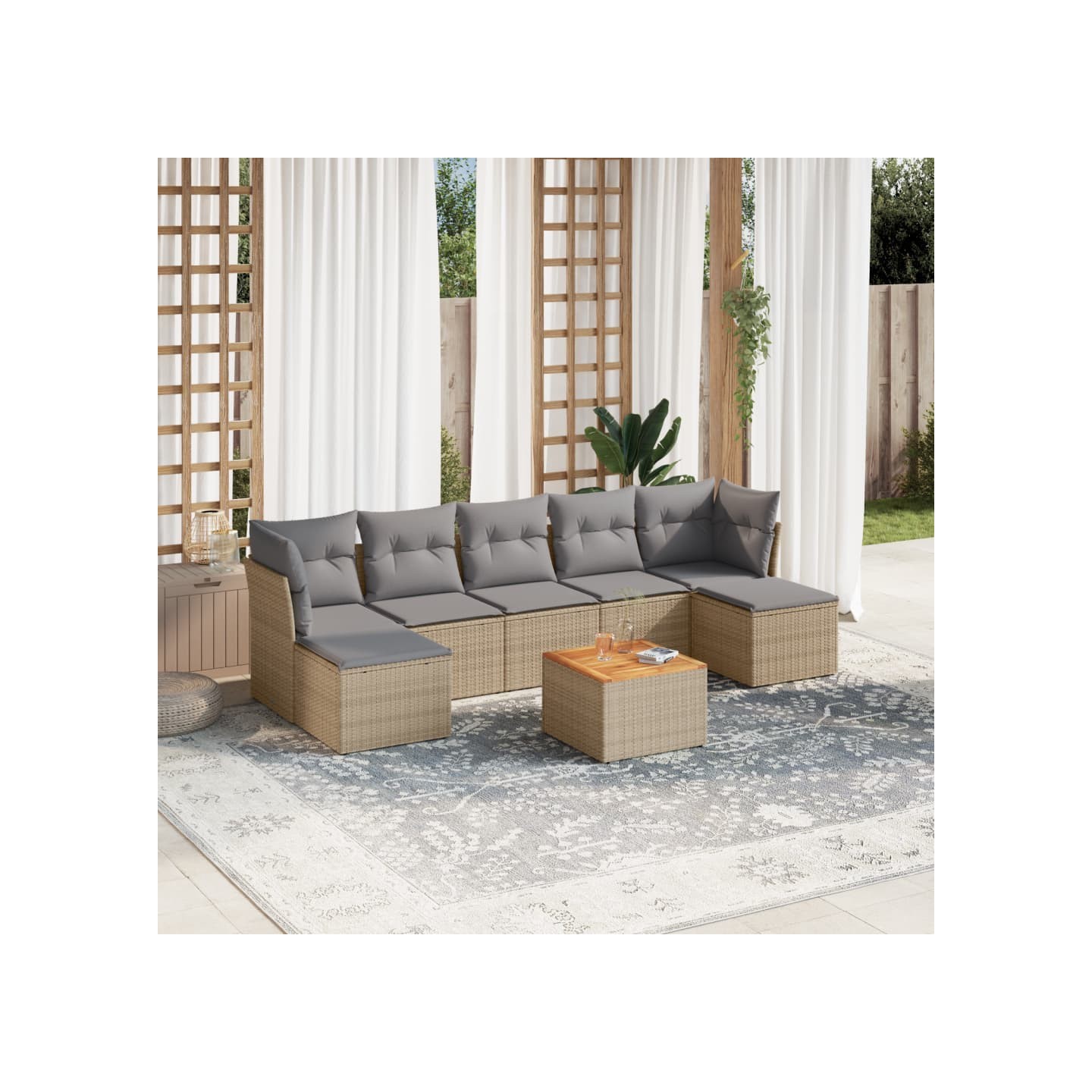 Patio Sofa Set Mélange de beige et de gris clair