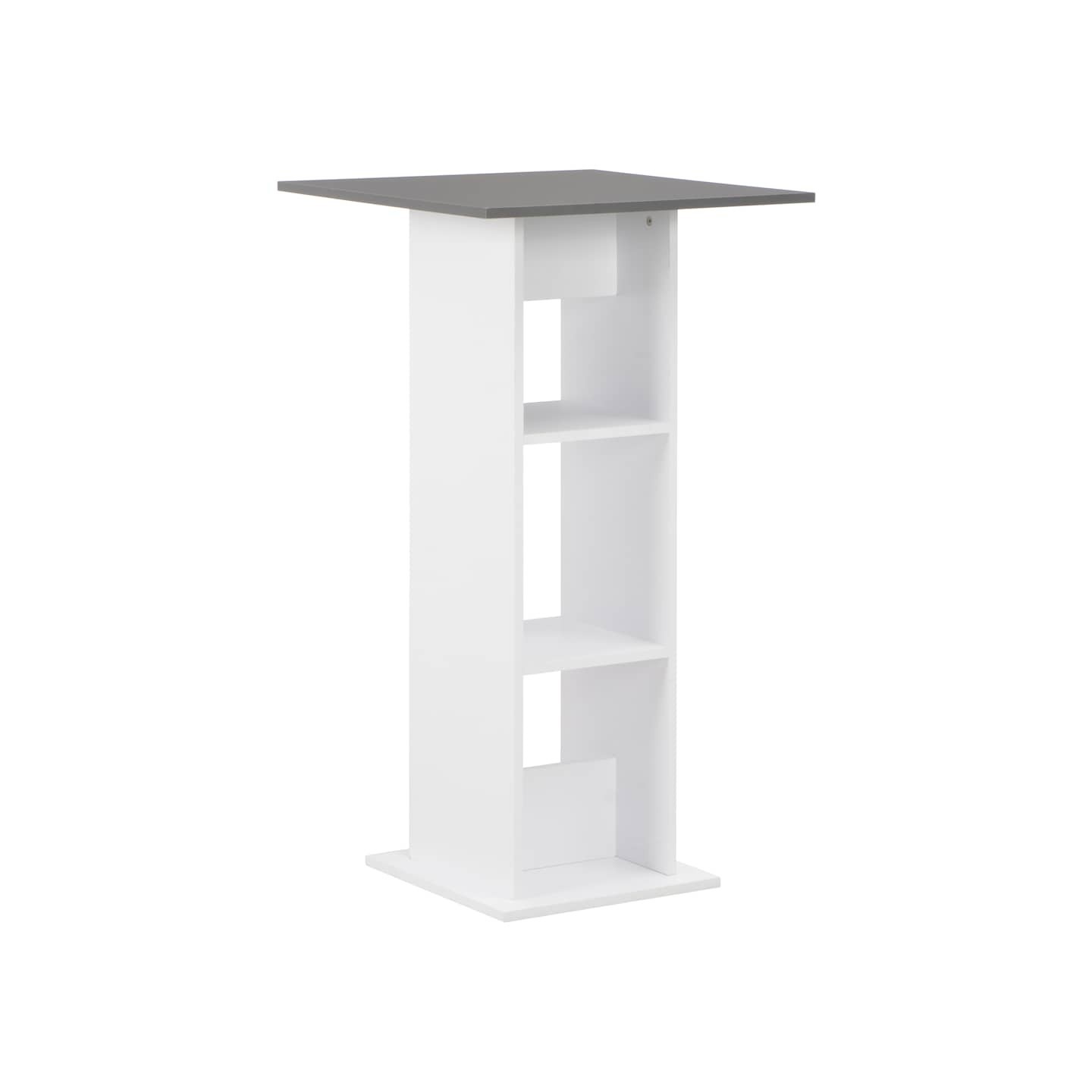 Table de bar Blanc et gris anthracite 60x60x110 cm
