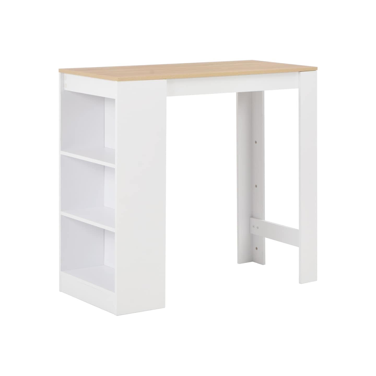 Table de bar avec étagère Blanc 110x50x103 cm