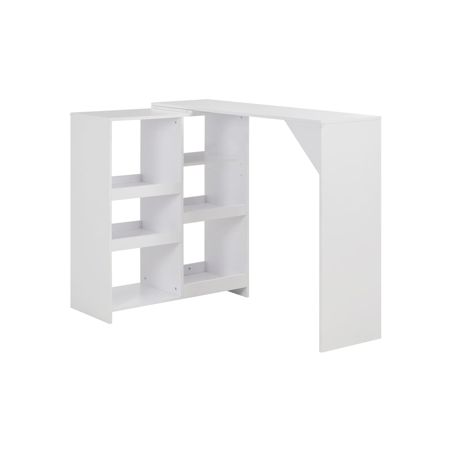 Table de bar avec tablette amovible Blanc 138x39x110 cm