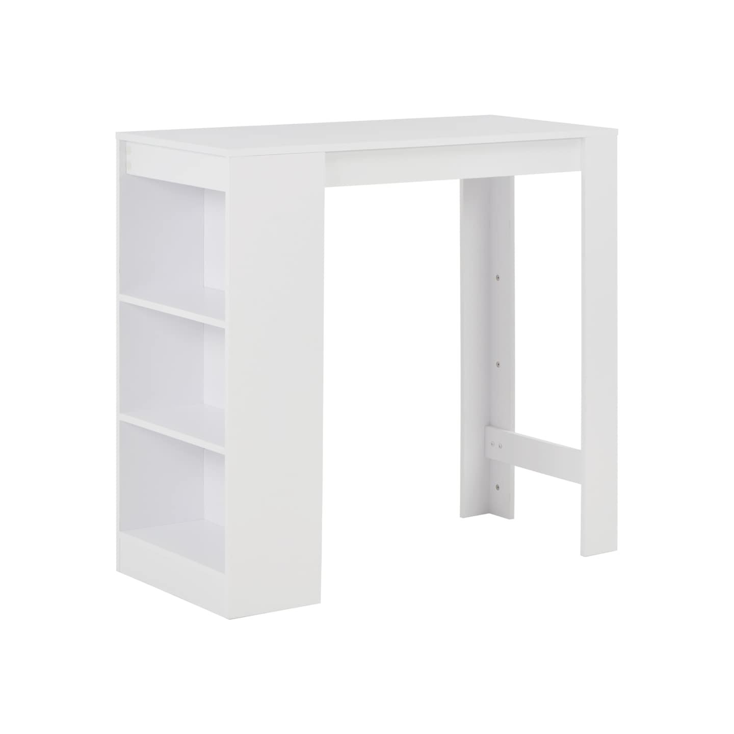 Table de bar avec étagère Blanc 110x50x103 cm
