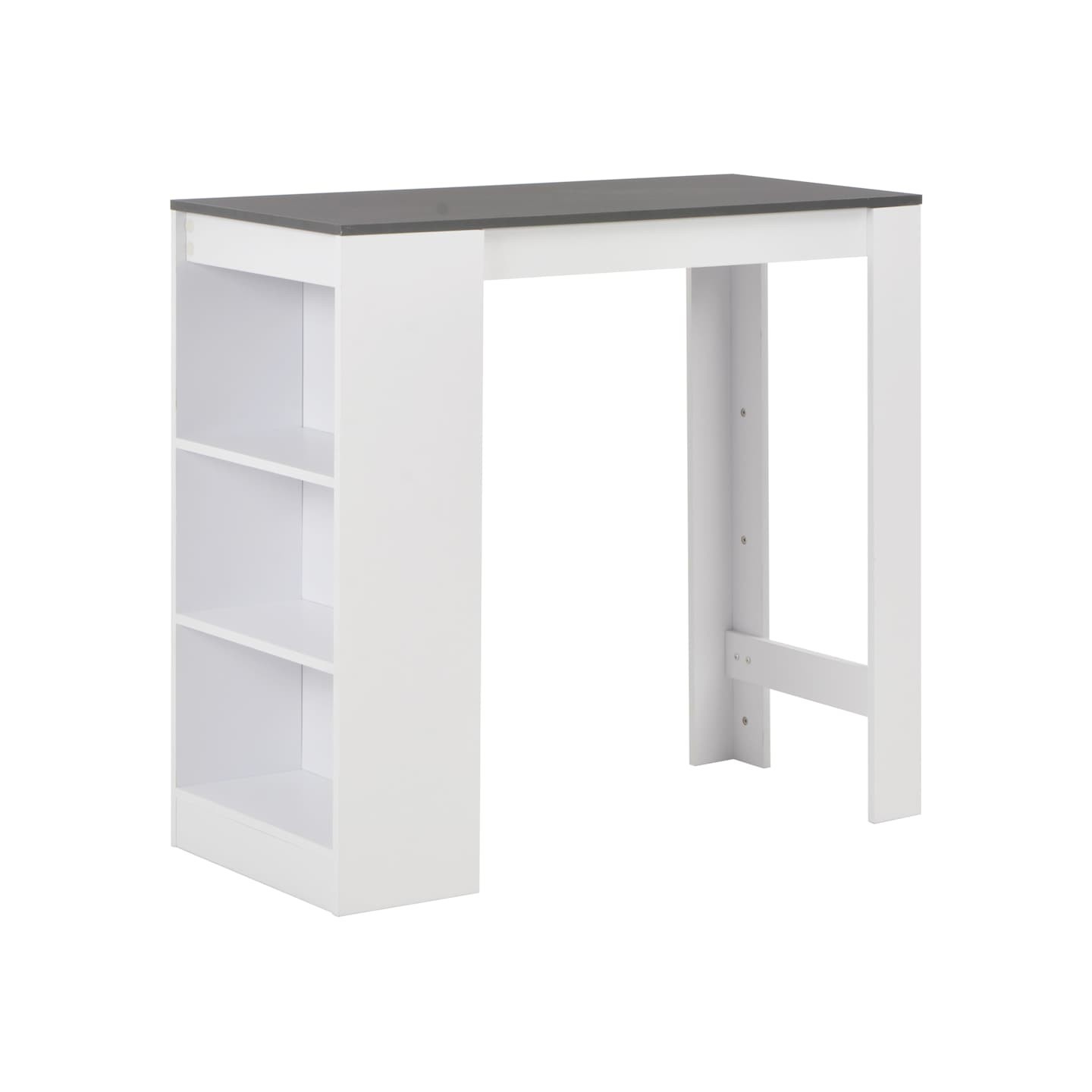 Table de bar avec étagère Blanc 110x50x103 cm