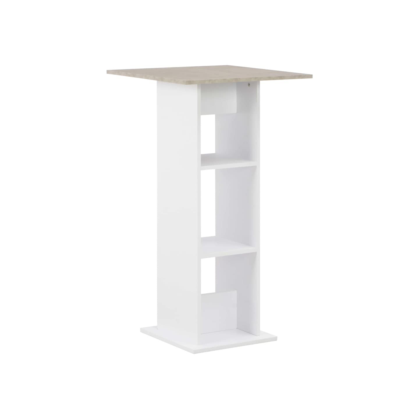 Table de bar Blanc et béton 60x60x110 cm