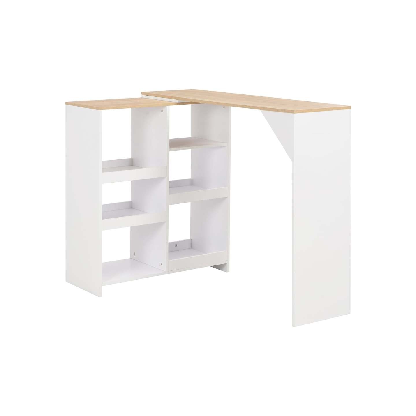 Table de bar avec tablette amovible Blanc 138x39x110 cm