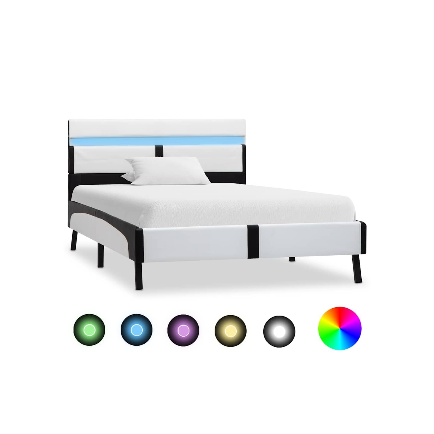 Cadre de lit avec LED sans matelas blanc et noir 90x200 cm