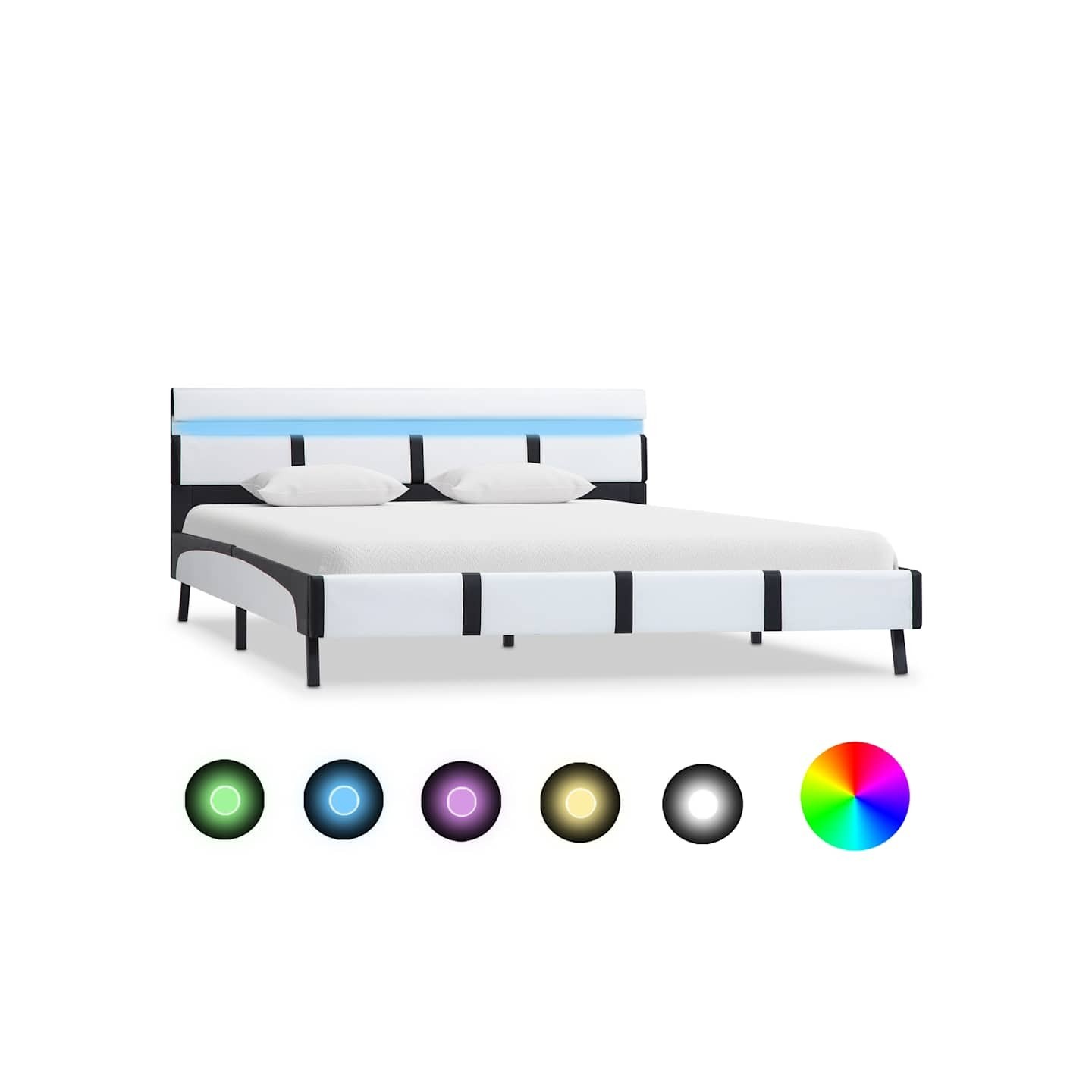 Cadre de lit avec LED sans matelas blanc 160x200 cm