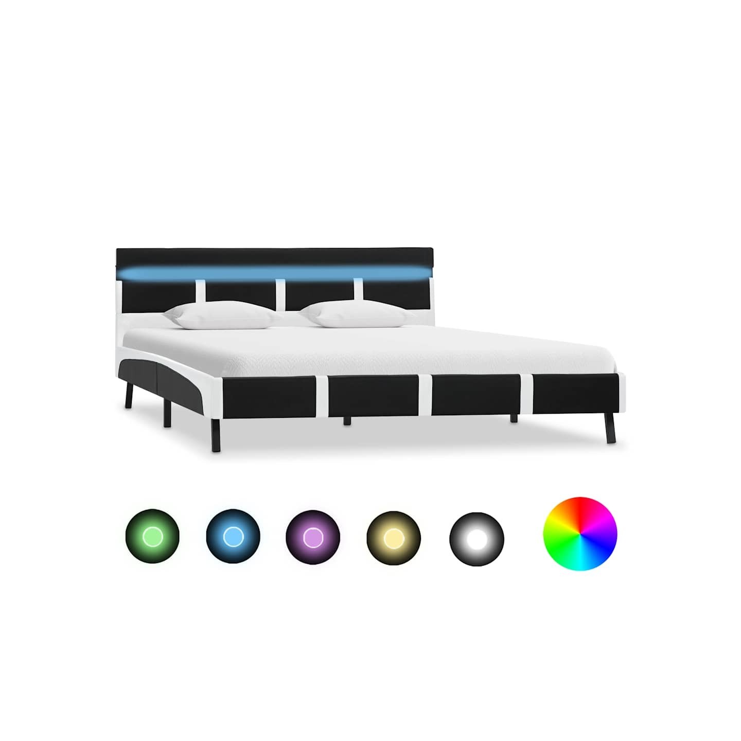 Cadre de lit avec LED sans matelas noir 140x200 cm similicuir