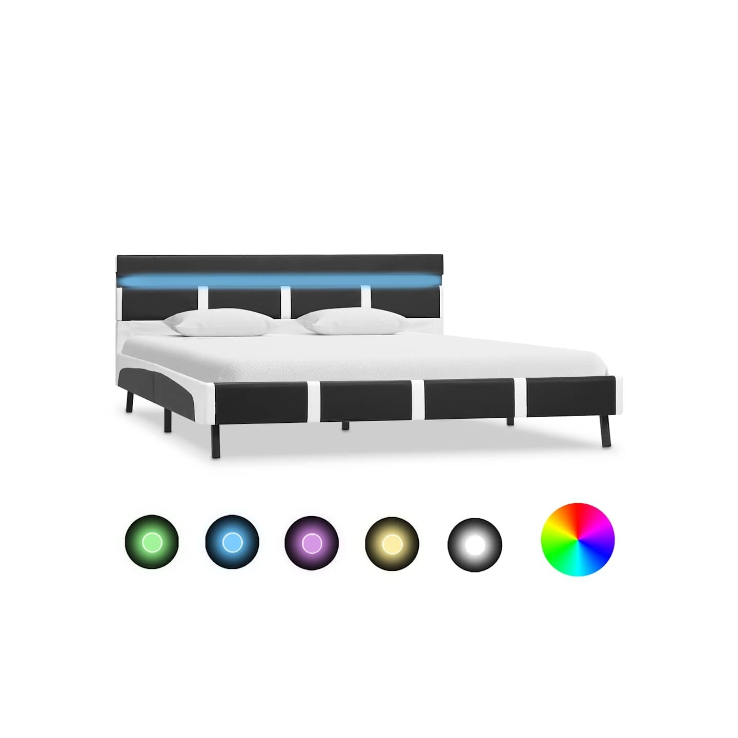 Cadre de lit avec LED Gris Similicuir 160 x 200 cm