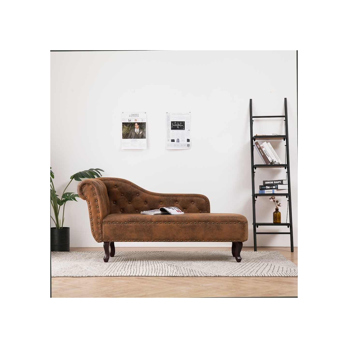 Chaise longue Marron Similicuir daim