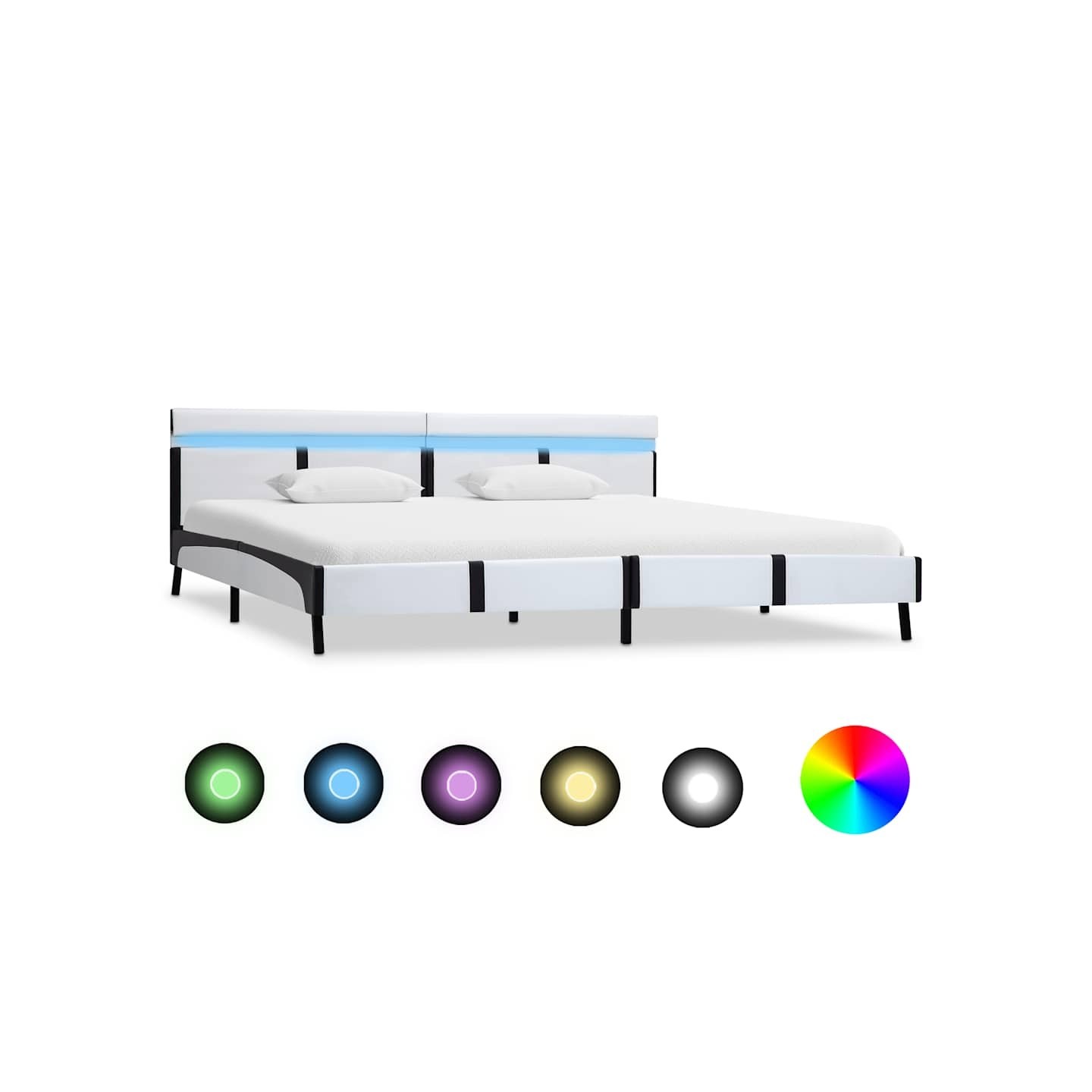 Cadre de lit avec LED sans matelas blanc 180x200 cm