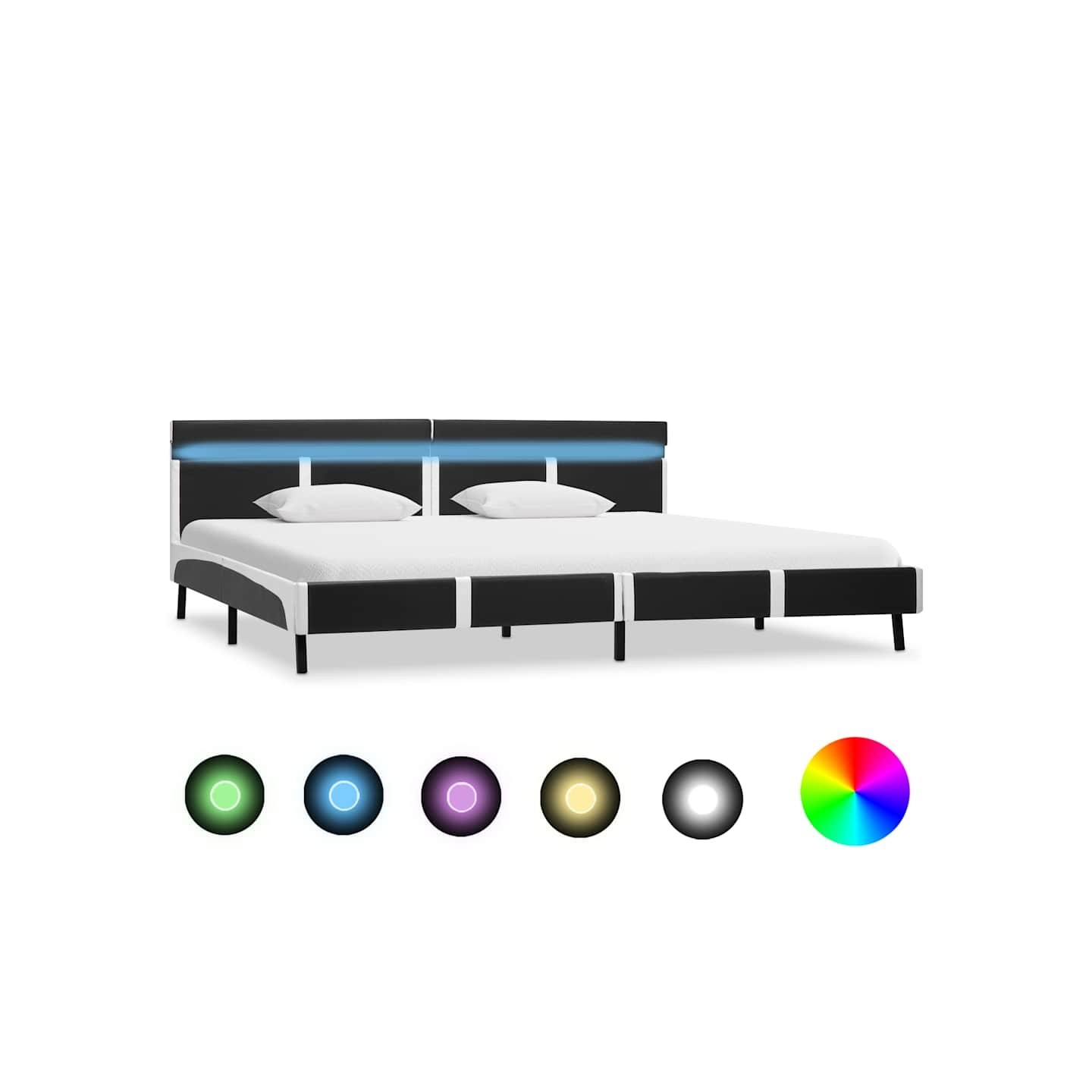 Cadre de lit avec LED sans matelas Gris Similicuir 180x200 cm
