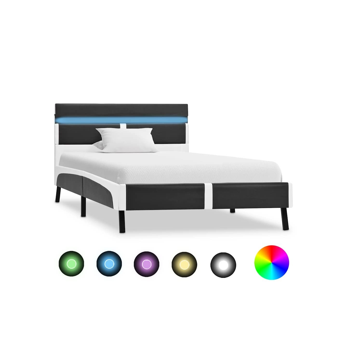 Cadre de lit avec LED sans matelas gris similicuir 90x200 cm