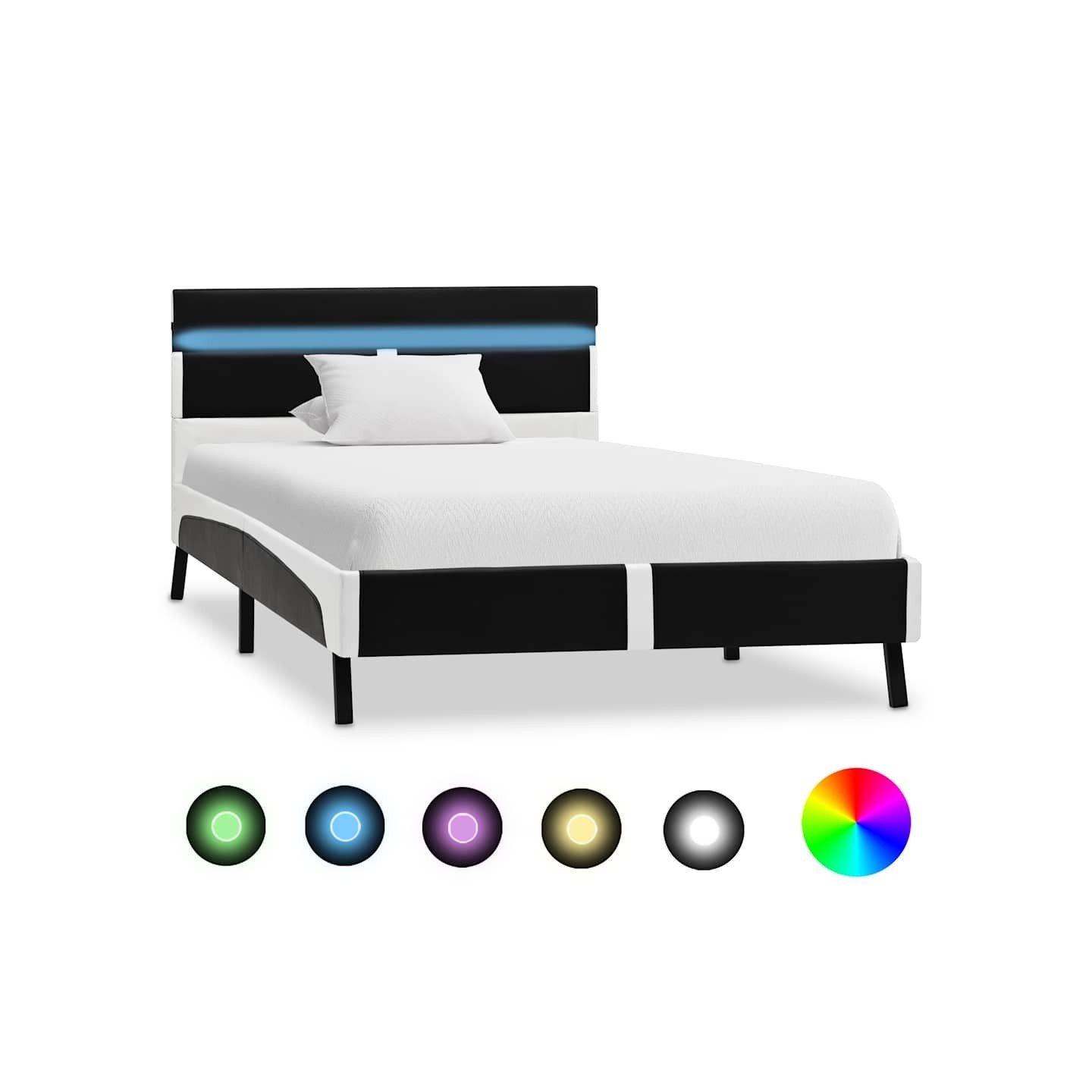 Cadre de lit avec LED sans matelas noir similicuir 90x200 cm